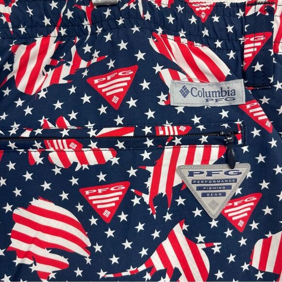 NWT Columbia PFG Super Backcast Water Shorts Patriotic Fish Pattern Men’s XXL - Picture 8 of 9